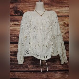 Joie Elegant White Eyelet Women's Top Size Medium! NWOT